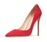 MiaZane Zapatos de Corte Mujer con Punta Afilada Tacones de Aguja Ante Slip On Elegantes 10CM Tacones Altos Zapatos de Noche para Recepción de Boda y Banquete Nocturno,Rojo,42 EU
