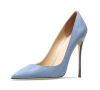 MiaZane Zapatos de Corte Mujer con Punta Afilada Tacones de Aguja Ante Slip On Elegantes 10CM Tacones Altos Zapatos de Noche para Recepción de Boda y Banquete Nocturno,Sky Blue,37 EU