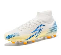 MiaZane Zapatos de Fútbol Hombre Mujer Caña Alta Tacos TF y FG con Soporte de Tobillo Duradero Antideslizante Zapatos de Soccer Exterior para Entrenamiento y Partido,Wbg FG,42 EU