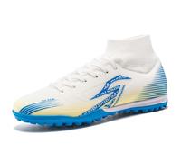 MiaZane Zapatos de Fútbol Hombre Mujer Caña Alta Tacos TF y FG con Soporte de Tobillo Duradero Antideslizante Zapatos de Soccer Exterior para Entrenamiento y Partido,Wbg TF,43 EU