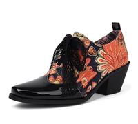 MiaZane Zapatos Oxford Clásicos de Tacón Bloque Mujer Diseño de Cordones Tacón Grueso Zapatos de Vestir Tacones Altos Cómodos para Trabajo Negocios y Ocasiones Formales,Naranja,35 EU