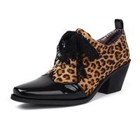 MiaZane Zapatos Oxford Clásicos de Tacón Bloque Mujer Diseño de Cordones Tacón Grueso Zapatos de Vestir Tacones Altos Cómodos para Trabajo Negocios y Ocasiones Formales,Amarillo,38 EU