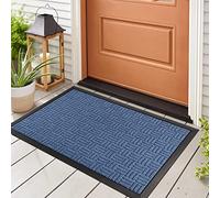 Mibao Tapete de Bienvenida Resistente y Duradero para Interiores y Exteriores, atrapa la Suciedad, Impermeable, súper Absorbente, para Entrada, Exterior, Patio, Porche, 24 x 36 Pulgadas, Color Azul