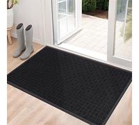 Mibao Tapete de bienvenida resistente y duradero para interiores y exteriores, atrapa la suciedad, impermeable, súper absorbente, para entrada, exterior, patio, porche, 61.5 x 36 pulgadas, color negro