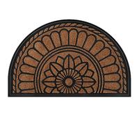 Mibao Tapete de Puerta semicircular, Antideslizante, de Goma Duradera, de Perfil bajo, Resistente, tapete de Medio círculo para Garaje, Patio, Zonas de Alto tráfico, 23.5 x 35.5 Pulgadas, Color café