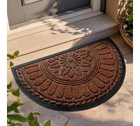 Mibao Tapete semicircular para puerta de entrada, semicircular, impermeable, antideslizante, duradero, de goma, perfil bajo, resistente, para garaje, patio, 76 x 45 cm, granate