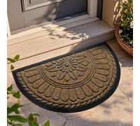 Mibao Tapete semicircular para puerta delantera, para interiores y exteriores, semicircular, impermeable, antideslizante, duradero, de goma, perfil bajo, resistente, para garaje, patio, 76 x 45 cm