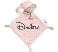 mibebestore Dudu Bebé Recién Nacido Personalizado con Nombre Bordado - Dou Dou Suave y Manta Sensorial - Regalo Bebé Original Unisex para Niño o Niña - Apego y Cuna (Mantita Rosa)
