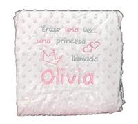 mibebestore - Manta Bebe Personalizada con Nombre Bordado, Cochecito o capazo. Medidas 80x110 cm. Tacto Terciopelo. Regalo Baby Shower (Frase 1)
