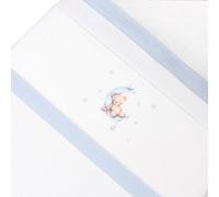 mibebestore Sábanas Minicuna, Minicuna Colecho, Moisés y Cochecito Conjunto 3 Piezas, Franela 100% Algodón, Ideal Otoño e Invierno, Dulces Sueños Blanco/Azul - Hecho en España