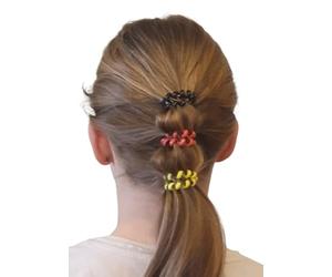Mibella Beauty & Co 23599 - Gomas para el pelo en espiral, para fans de Alemania, color negro, rojo y amarillo, 6 unidades, para el Mundial - EM - Olympia - Fútbol U19 EM, balonmano, hockey sobre