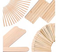 Mibly 4 palos de cera de madera surtidos - Para piernas corporales, cara y tamaño pequeño, mediano y grande, espátulas aplicadoras de cera de cejas para depilación o varillas de madera (paquete de