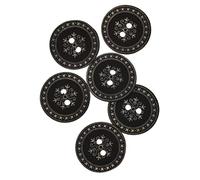 Mibo - 6 botones de concha de Agoya con efecto de goma pulverizado, 2 agujeros, 32 L, 20 mm, patrón de estilo damasco, color negro mate