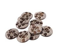 Mibo - Botón de coco real - 2 agujeros - grabado con láser - Patrón de vides y hojas - 36L (22 mm) - Coco blanco