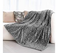 MIBOI Manta de leopardo negro, tamaño Queen, manta ligera y suave de forro polar, acogedora manta con estampado de guepardo para sofá, cama, decoración del hogar, regalos con estampado animal negro