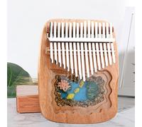 Mibra 3D hecho a mano de 17 teclas, kalimba africana de madera de melocotón con grabado de piano de pulgar, micro decoraciones de paisaje (color: negro, tamaño: 17 teclas)