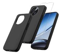 MIBZOR 2 in 1 Funda Compatible con Doogee Note 59 / Doogee Note 59 Pro (6.75") con 1 Piezas Vidrio Templado Protector de Pantalla Película Protectora, Negro Carcasa Silicona TPU Suave Caso Case