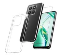 MIBZOR 2 in 1 Funda Compatible con Honor 400 Smart 5G (6.77") con 1 Piezas Vidrio Templado Protector de Pantalla Película Protectora, Transparente Carcasa Silicona TPU Suave Caso Case