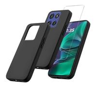 MIBZOR 2 in 1 Funda Compatible con Motorola Edge 60 Stylus (6.67") con 1 Piezas Vidrio Templado Protector de Pantalla Película Protectora, Negro Carcasa Silicona TPU Suave Caso Case