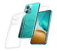 MIBZOR 2 in 1 Funda Compatible con Realme 14T 5G / Realme 14 5G (6.67") con 1 Piezas Vidrio Templado Protector de Pantalla Película Protectora, Transparente Carcasa Silicona TPU Suave Caso Case