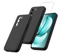 MIBZOR 2 in 1 Funda Compatible con Realme C71 4G (6.67") con 1 Piezas Vidrio Templado Protector de Pantalla Película Protectora, Negro Carcasa Silicona TPU Suave Caso Case
