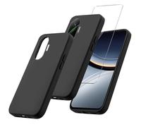 MIBZOR 2 in 1 Funda Compatible con Xiaomi Poco F7 5G (6.83") con 1 Piezas Vidrio Templado Protector de Pantalla Película Protectora, Negro Carcasa Silicona TPU Suave Caso Case