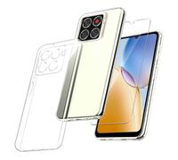MIBZOR 2 in 1 Funda Compatible con ZTE Blade A56 (6.75") con 1 Piezas Vidrio Templado Protector de Pantalla Película Protectora, Transparente Carcasa Silicona TPU Suave Caso Case