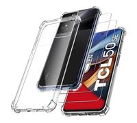 MIBZOR 3 in 1 Carcasa Compatible con TCL 50 SE/TCL 40 NxtPaper 4G (6.78") con 2 Piezas Vidrio Templado Protector de Pantalla Película Protectora, Transparente Funda Silicona TPU Suave Caso Clear