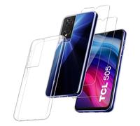 MIBZOR 3 in 1 Funda Compatible con TCL 505 (6.75") con 2 Piezas Vidrio Templado Protector de Pantalla Película Protectora, Transparente Carcasa Silicona TPU Suave Caso Case