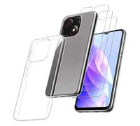 MIBZOR 4 in 1 Funda Compatible con ZTE Blade A35E (6.52") con 3 Piezas Vidrio Templado Protector de Pantalla Película Protectora, Transparente Carcasa Silicona TPU Suave Caso Case