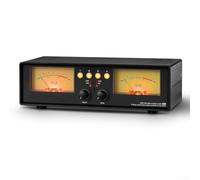 MIC+Line - Medidor analógico dual VU, conmutador vintage 2 en 2 salidas, indicador de nivel de sonido, caja de conmutación divisora de audio, amplificador y altavoz selector de audio (retroiluminación