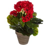 MICA Decorations Geranio Grande Planta Artificial, Poliéster Terracota, Negro, M/L