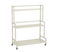 MICA Decorations Greenrax - Estantería para plantas con ruedas - Soporte para plantas de interior, plantas exteriores o herramientas de jardín - 80 x 35 x 100 cm - Hierro - Blanco roto