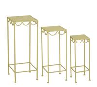 Mica Decorations Rosalie - Juego de 3 estantes para Plantas al Aire Libre, Soporte para Plantas de Interior, Plegable, Hierro, Verde Claro