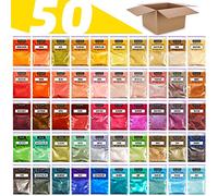 Mica en Polvo: 50 Colores Juego Pigmentos Mica para fabricación Jabón/Pigmento Resina Epoxi/Colorante para Bombas Baño/Tinte de Maquillaje