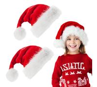 Micacorn Gorros de Papa Noel, 2 Pcs Gorro Navidad Niños Sombrero de Santa Unisex Suave Rojos Navidad Sombrero Gorro Papá Noel de Felpa para Navidad Decoración Año Nuevo Fiestas de Vacaciones