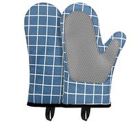Micacorn Guantes Horno, Manoplas de Horno Guantes de Silicona y Algodón Resistencia al Calor un par, Diseño Antideslizante de Silicona, para Hornear Cocinar Barbacoa Microondas, Parrilla (Blue)