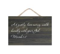 Micah 6:8 Act Justly Love Mercy Walk Humbly with Your God Letrero de madera para pared de 8.0 x 12.0 in, letrero de madera de la Biblia, placas d
