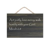 Micah 6:8 Act Justly Love Mercy Walk Humbly with Your God Letreros rϊsticos de madera con palabra, letrero decorativo de madera de 8.0 x 12.0 in,