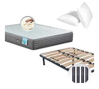 MICAMAMELLAMA Pack COLCHON VISCOELASTICO Premium + SOMIER + Patas + Almohada VISCO (150 x 190 cm)