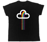 MICAOJI Rainbow Rain Gay Pride Birthday Present Cool Funny Mens T Shirt Black XL