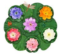 MicButty 6 Piezas Nenufares Naturales Estanque, Nenufares Flotantes Artificiales, Flor De Loto Artificial, Loto De Estanque, Flores Flotantes, Flor De Loto Impermeable para El Hogar,Patio,Estanque