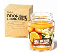 MicCai Velas eliminadoras de olores de naranja y vainilla para el hogar, eliminan el 99% de mascotas, humo, alimentos y otros olores rápidamente, vela altamente perfumada, juego de velas de soja