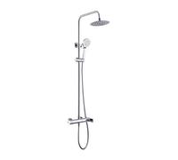 MICE - Columna de ducha con Rociador redondo de Acero y mango de ducha - Conjunto de ducha con barra extensible 87-115cm - Griferia duchas de baño Nassau BDU014
