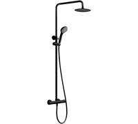 MICE - Columna de ducha termostática hecha de acero inoxidable con Barra extensible - Griferia de baño con control de temperatura - Rociador y mango de ducha Serie Eco-Kent Negro Mate BTK017-ECO/NG