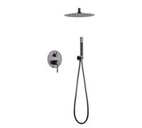 MICE - Conjunto de ducha empotrado techo - kit monomando de ducha para baño de 2 vias - griferia baño color Black Gun Metal - ducha empotrado techo monomando gris oscuro satinado