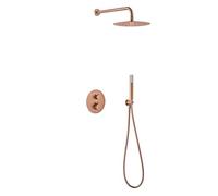 MICE - Conjunto de ducha, Kit termostatico Ducha Empotrado pared - 2 vías - griferia baño termostatico color cobre Oro Rosa Cepillado