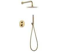 MICE - Conjunto de ducha, Kit termostatico Ducha Empotrado pared - 2 vías - griferia baño termostatico dorado color Oro Cepillado