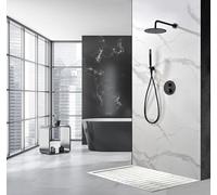 Mice - Conjunto de ducha, Kit termostatico Ducha Empotrado pared - 2 vías - griferia baño termostatico - Serie Brezzo (Negro Mate)