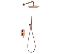 MICE - Conjunto de ducha monomando empotrado pared con mango y rociador - Griferia de baño con 2 vias - Kit de ducha (Oro Rosa Cepillado)